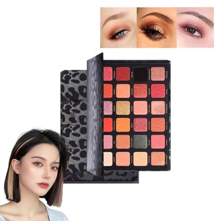 24 Colors Leopard Glamorous Eyeshadow Palette, 24-Color Leopard Eye Shadow Palette Shimmer Matte, High Pigmented Nudes Creamy Smokey Pallet Set, Glitter Eyeshadow Palette for Women
