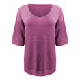 thumbnail image 3 of yunLCZ Women Shirts Womens Short Sleeve Sweaters Tops V Neck Pullover Knit Shirts Loose Blouses, 3 of 4