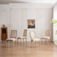 thumbnail image 3 of French Style Solid Wood Frame Antique Painting Linen Fabric Oval Back Dining Chair,Set of 2,Cream, 3 of 8