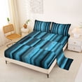 thumbnail image 2 of Manfei Pixel Vertical Streak Queen Sheets, Blue Block Queen Sheet Sets, Blue Black, Black Reversible 4-Piece1 Flat Sheet + 1 Fitted Sheet + 2 Pillowcases, 2 of 6