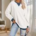 thumbnail image 2 of FRSASU Womens Oversized Sweatshirt Color Block Long Sleeve Crewneck Tunic Tops Loose Fit Pullover Navy, 2 of 5