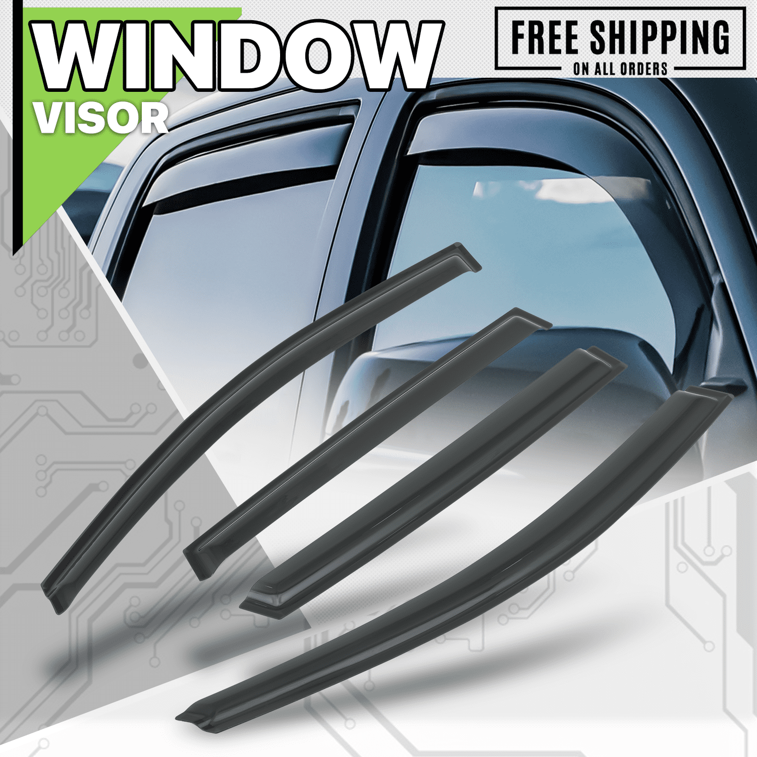 Magshion Set of 4 Tape-On Window Visor Shade Vent Wind Rain Deflector Guard for 2013-2016 Ford Escape