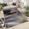 thumbnail image 3 of Black Gold Marble Area Rugs, Gold Plated Line Oil Painting Graffiti Non-Slip Washable 3D Carpet, Porch Mat Short Velvet Easy Care Apply to Entryway Hallway Bedroom Living Room 4x5ft, 3 of 6