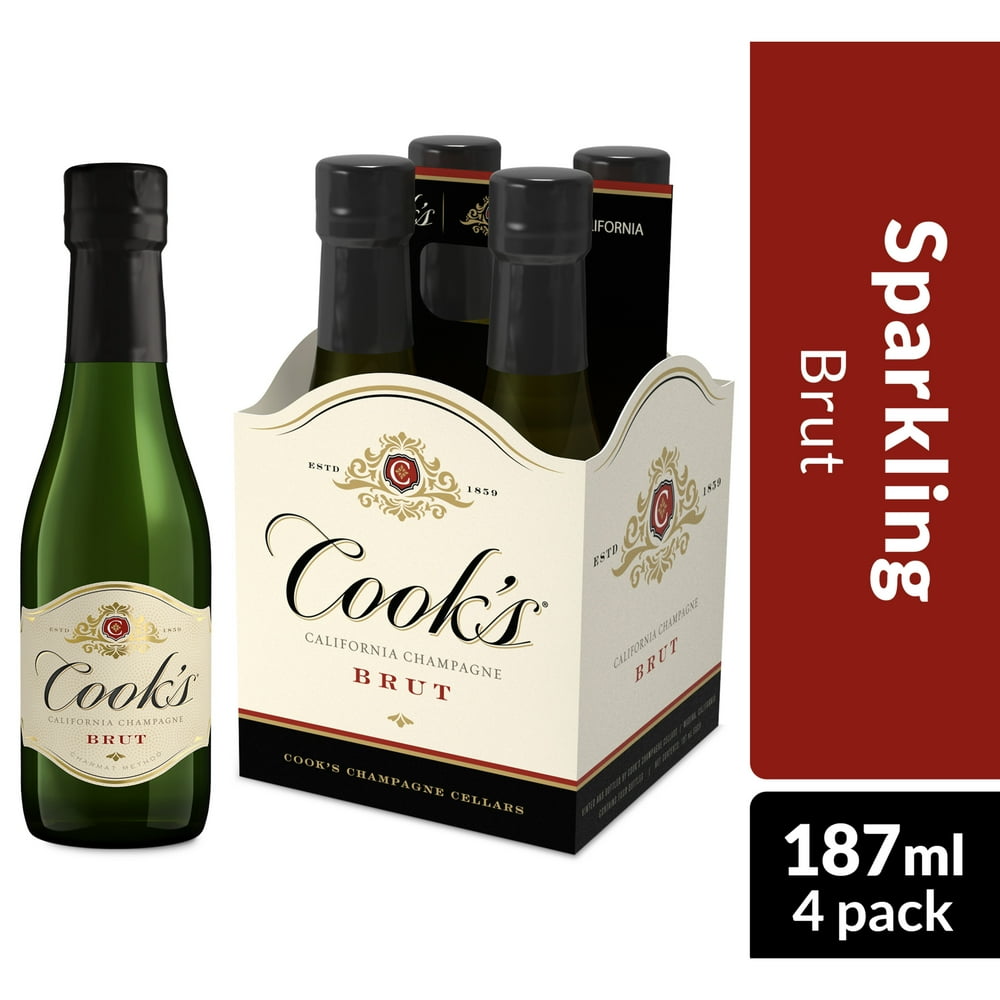 Cook's California Champagne Brut White Sparkling Wine, 4 pk 187 mL Mini