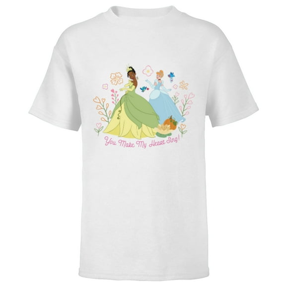Disney Princess Valentine’s Day You Make My Heart Sing - Short Sleeve T-Shirt for Kids - Customized-White