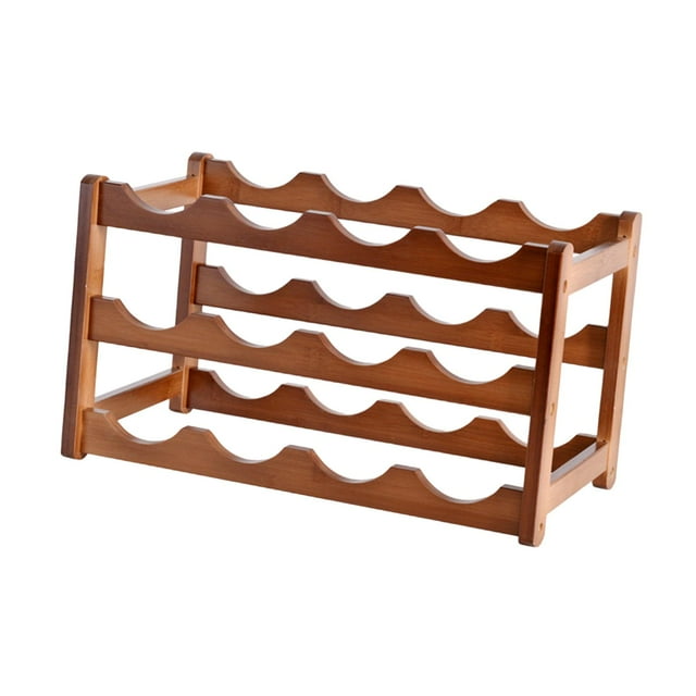 Estante de madera para vino tinto, decoración de superficie lisa, soporte para vino para encimera 3 Capas 12 Botellas