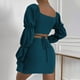 thumbnail image 4 of Conjuntos de blusa de manga larga y minivestido con cuello en V para mujer a la moda de 2 piezas Wmkox8yi  bvn785, 4 of 9