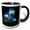Black/White, variant on 3drose, Gowing Furry Creatures with Tendrils and Large Eyes, in a Dark Forest., 11oz Two-tone Green Mug