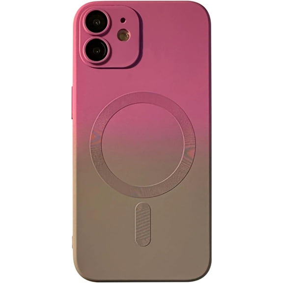 Compatible for iPhone 12 Case with Magnetic Fitting for Magsafe Case Luxury Cute Soft Liquid Silicone Shockproof Full Camera Protector Cover Phone Case-Purple Gray