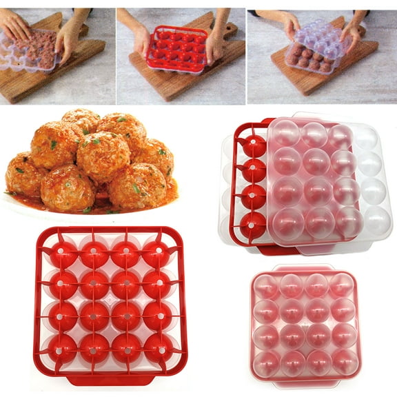 Hevirgo 1 Set Meatball Scoop Mold - Transparent Cover - Non-Stick PP - Homemade Stuffed Meat Balls Maker Baking Tools - Meatball Maker Tool