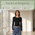 thumbnail image 3 of 5 Pack Women Milk Silk Polyester Long Sleeve T Shirts, Crew Neck Solid Pullover Slim Fit Elegant Layering Basic Tops, 3 of 6