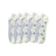 thumbnail image 2 of 5 Pairs Cotton Women's Floral Embroidered Sheer Socks Breathable Glass Yarn Ankle Socks with Sole, 2 of 4