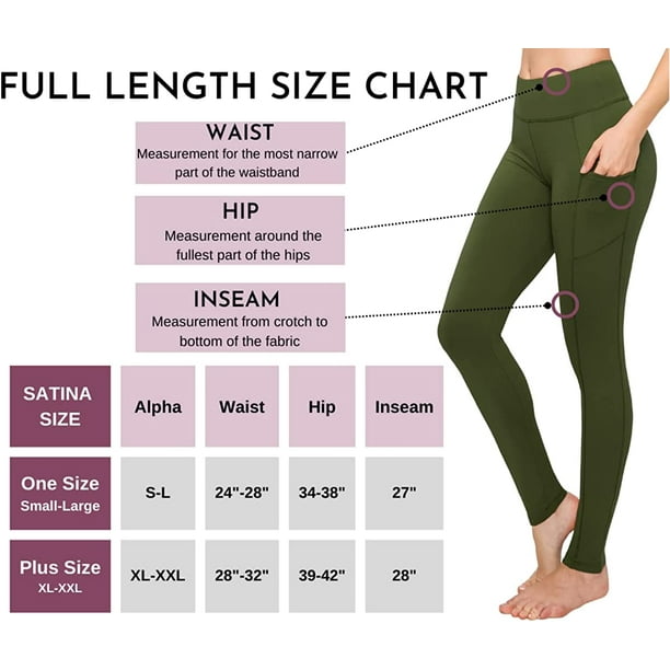 SATINA High Waisted Yoga Leggings with Pockets Super Soft  Reg & Plus Size  (Plus Size, Olive), Olive, One Size Plus 