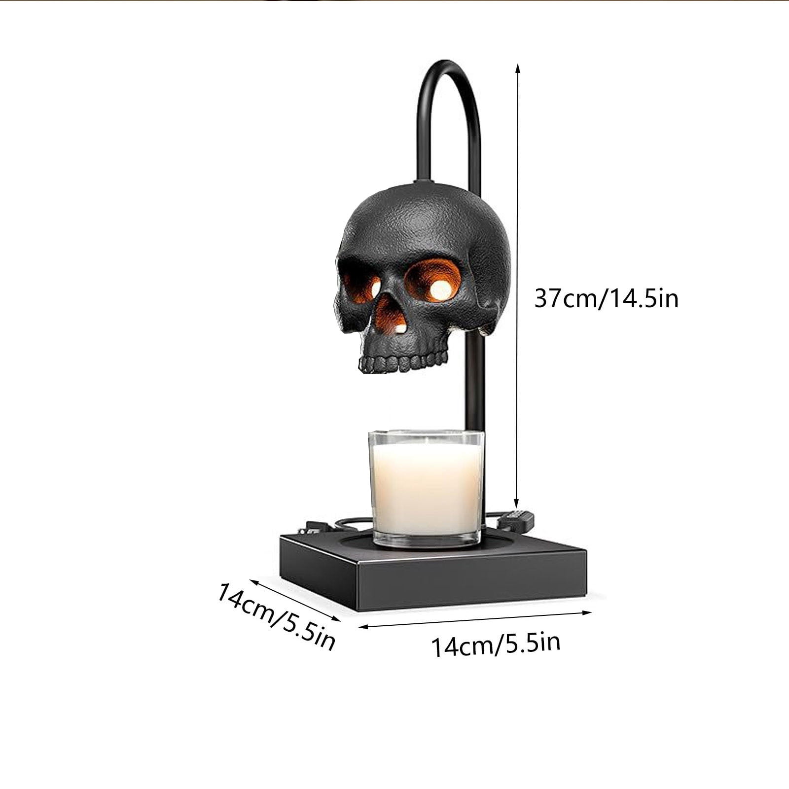 Skull Candle Warmer Lamp with Timer & Dimmer (Candles NOT Included) – Black Gothic Table Lamp Candle Warmer Adjustable Height, Skull Decor- Lamps for Spooky Home & Witchy Gifts