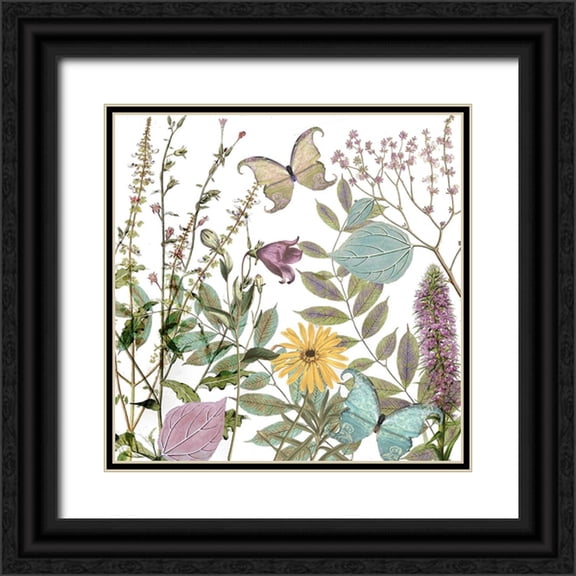Sasha 12x12 Black Ornate Wood Framed with Double Matting Museum Art Print Titled - Botanique Refresh 1