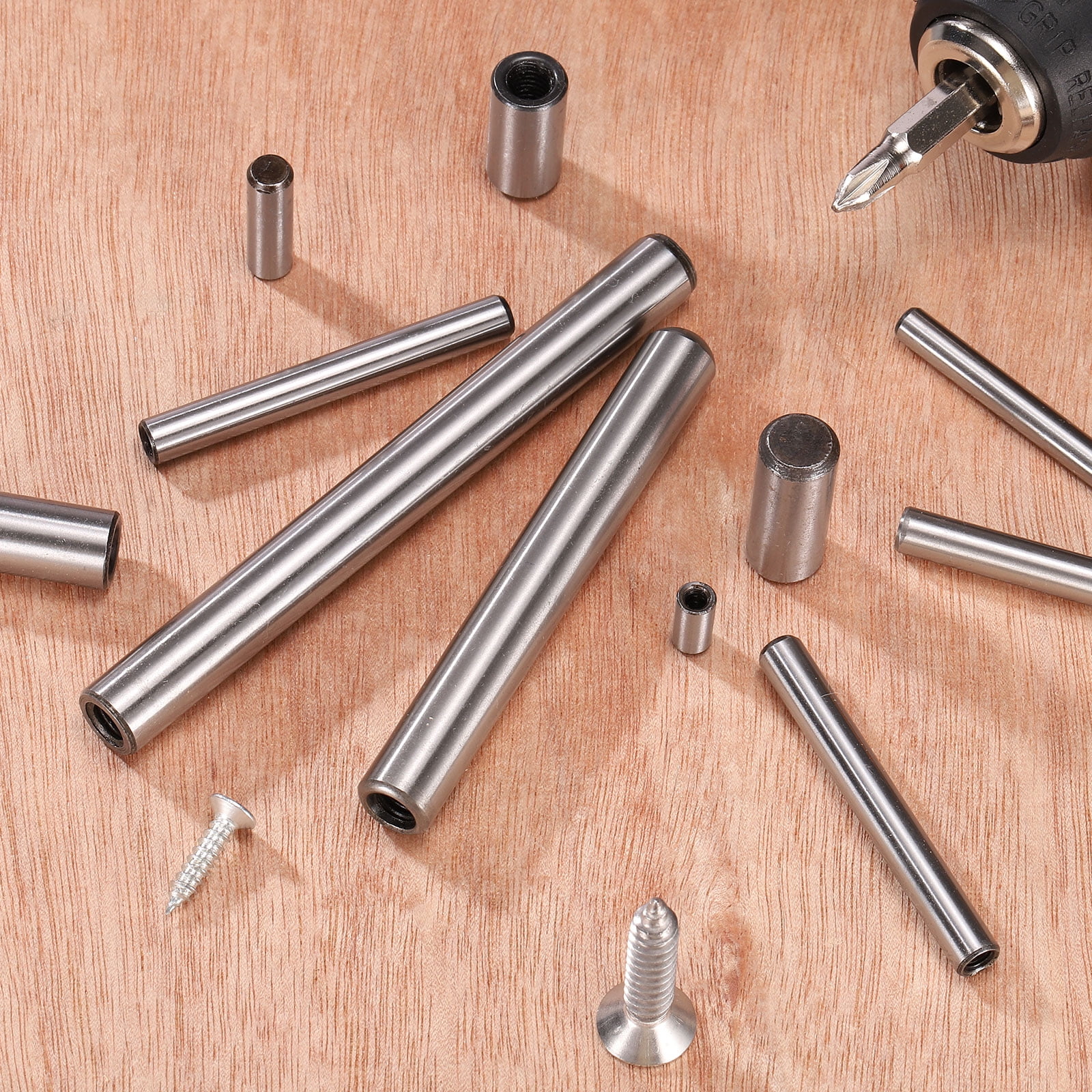 24pcs M3, M4, M6 Internal Thread Dowel Pin 12 Sizes Chamfering Flat Carbon Steel Cylindrical Pin Bed Bookshelf Metal Devices Industrial Pins