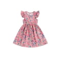 thumbnail image 2 of Musuos Little Girl Summer Floral Dress 1-8Years Flying Sleeve Round Neck Casual A-line Dress, 2 of 8