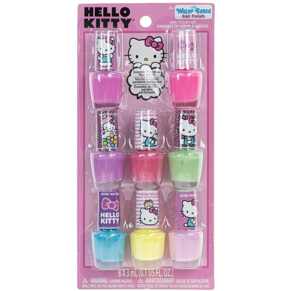 Set de esmaltes de uñas Townley Girl Hello Kitty, paquete de 8 para niñas a partir de 3 años