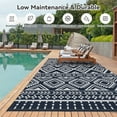 thumbnail image 5 of VUNATE Outdoor Rug Carpet 5'x8' Waterproof Reversible Patio Rug Portable Boho Indoor Outdoor Rug Plastic Straw Rug for Beach RV Camping Garden Picnic Deck Backyard Modern Porch Decor Blue and White, 5 of 7