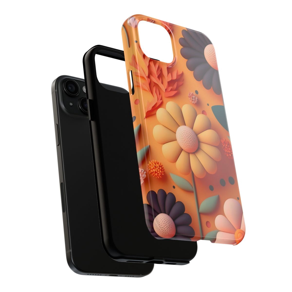 iPhone Tough Case - Flowers Floral Popping 3D Soft Accessories Fashionable - iPhone 15 Plus