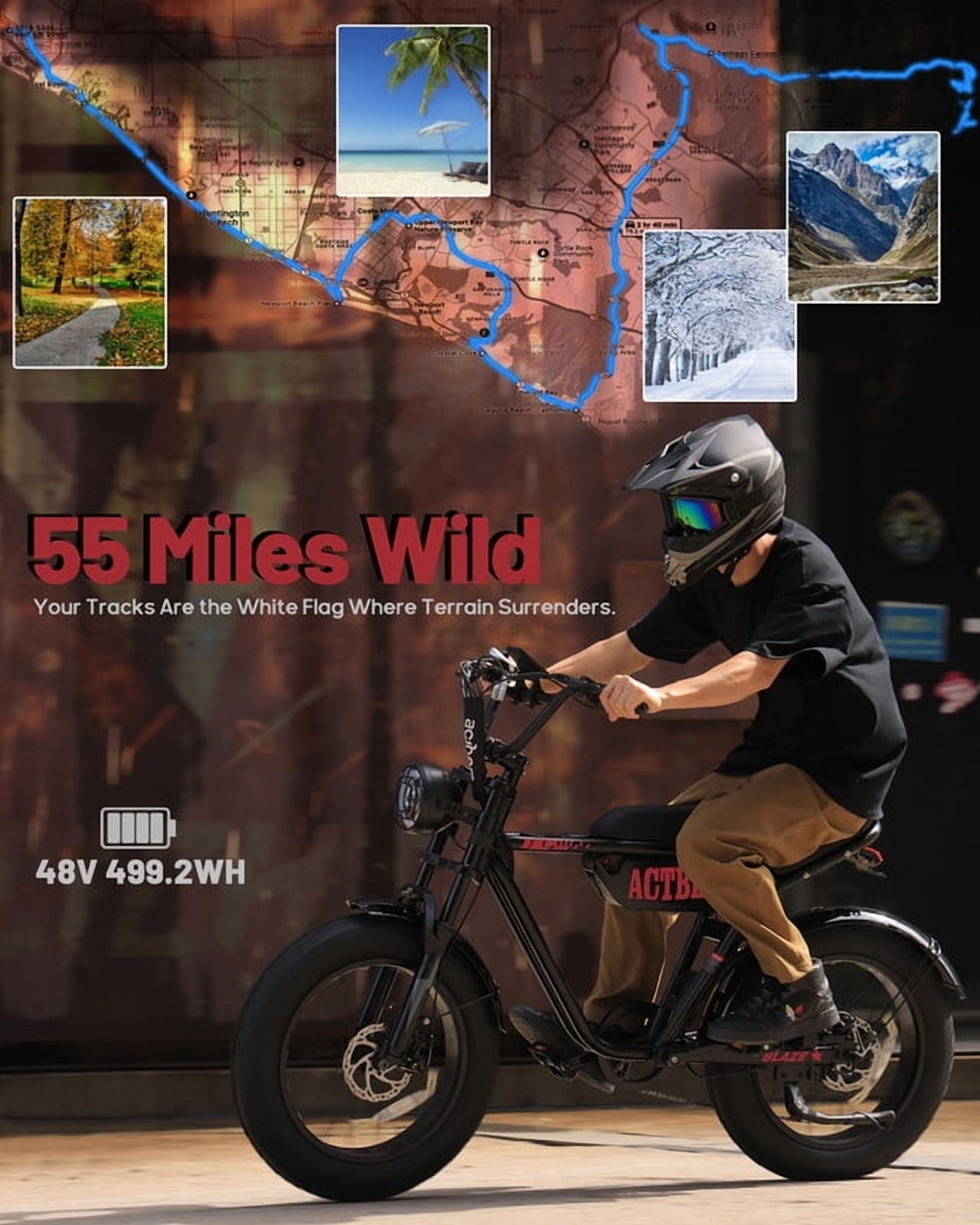 Electric Bike, 16"x4.0" Fat Tire Ebikes for Adults, 750W Peak 25 MPH Electric Mountain Bike, 48V 10.4 AH Battery, 7-Speed E-Bike with Free Lock