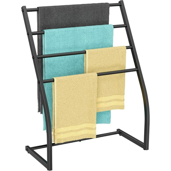 Honiter Towel Racks for Bathroom, Free Standing 4 Tier Wide Metal Towel Bar Stand, Blanket Ladder Holder, Drying and Display Rack for Oversized Bath Towel