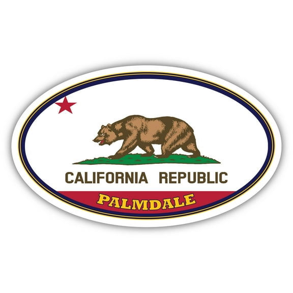 Palmdale City California State Flag | CA Flag Los Angeles County Oval State Colors Bumper Sticker Car Decal 3x5 inches