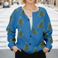 thumbnail image 7 of Christmas Sweaters For Women Funny Button Down Festive Coat Xmas Santa Christmas Tree Printed Cable Knit Pullover Blue, S, 7 of 7