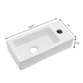 thumbnail image 5 of 14.5x7 Inch Porcelain White Bathroom Ceramic Sink Rectangular Wall Mount Small Sink, Right Pre-Drilled Faucet Hole, 5 of 7