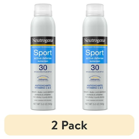 (2 pack) Neutrogena Sport Active Defense SPF 30 Sunscreen Spray, 5.0 oz