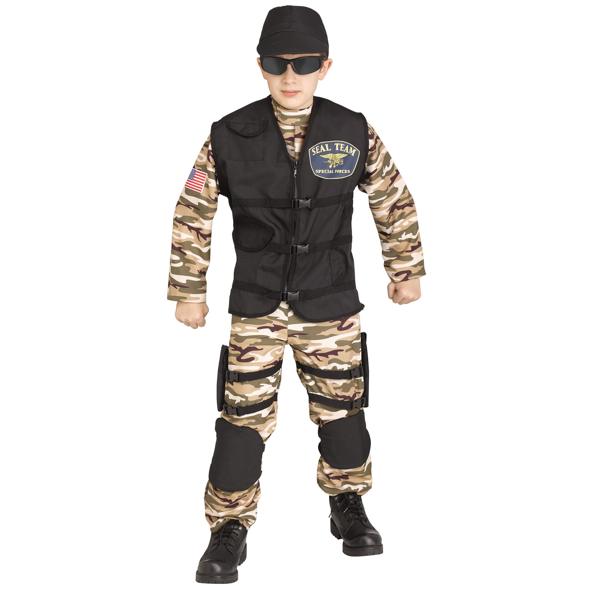 Seal Team Commando Soiler 4pc Boy Costume, Green Brown Black, Large 12 ...