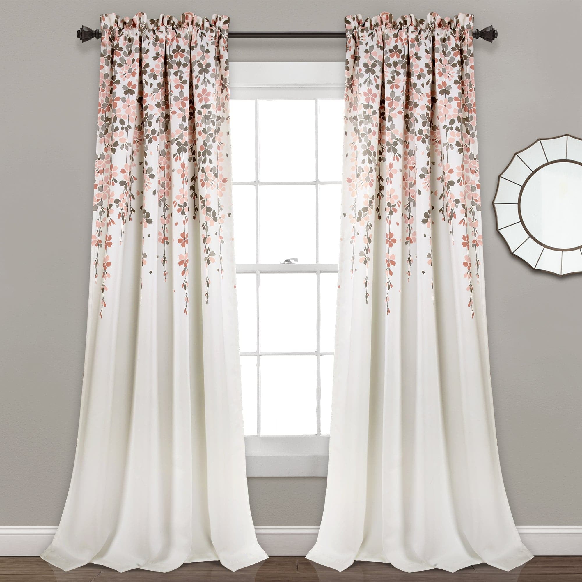 Half Moon Weeping Flowers 2 Piece Curtain Panel Set