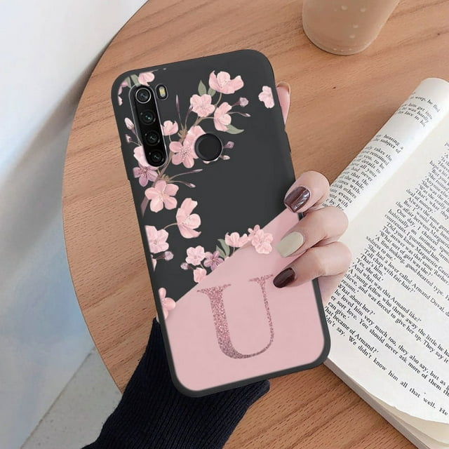 For Redmi Note 8 8T Phone Case Pink Flowers Initial Letter A To Z Silicone Soft Back Cover For Redmi Note8 8 T Coque Alphabet Khe-zmtah22 Redmi Note 8T