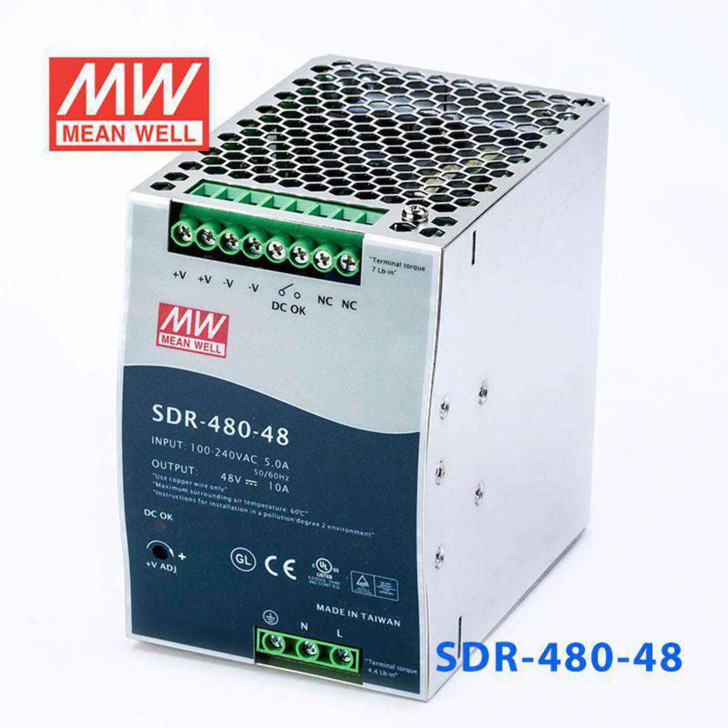 Mean Well SDR-480-48 Single Output Industrial Power Supply 480W 48V - DIN Rail