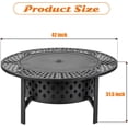 thumbnail image 5 of 42 Inch Fire Pit with 2 Grills, Extra Large Wood Burning Fire Pits for Outside with Lid & Poker, Heavy Duty Firepit,BBQ& Outdoor Fire Pit & Round Metal Table 3 in 1 for Patio, Picnic, Party, 5 of 12