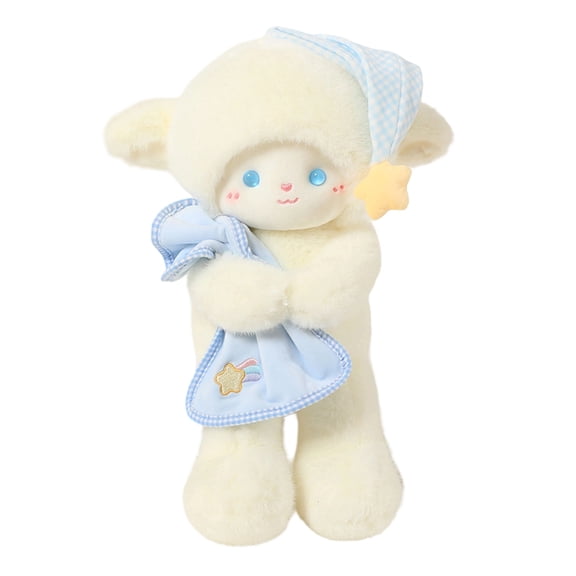 13 in Sleeping Sheep Plush Toys, Plush Kawaii Stuffed Animals Plushie Doll, Soft and Adorable Cartoon Soft Toys Pillow for Girls Boys Birthday Present (Blue)