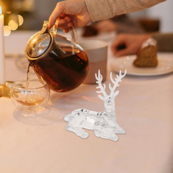 LOLIPPYY 2Pcs Acrylic Deer Figurines Transparent Reindeer Decor for Christmas Table and Fireplace
