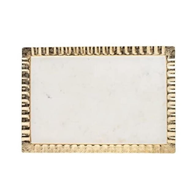 Godinger 95651 16 x 12 in. Ripple Marble Serving Tray, Gold & Silver