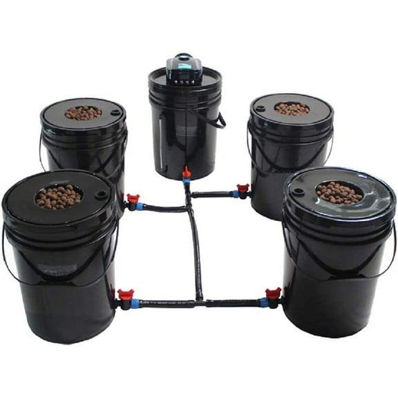 Grow1 Deep Water Culture Hydroponic System, 5 Gallon 4 Bucket DWC Kit   Reservoir Bucket, RDWC Hydroponic Kit