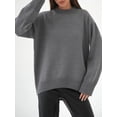 thumbnail image 3 of Arvbitana Women's Knit Sweater Solid Color Long Sleeve Lightweight Pullover Sweater Ladies Casual Loose Knitwear Tops Streetwear Fall Winter Clothes, 3 of 7