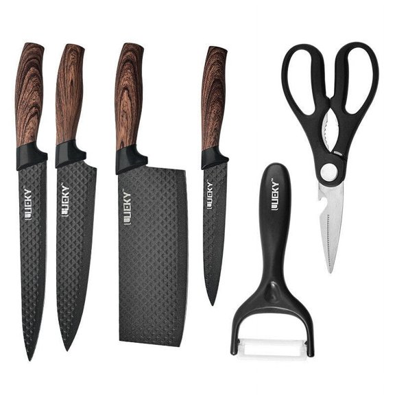 6 Pieces Professional Kitchen Knife Set, High Carbon Stainless Steel Forged Chef Kitchen Knife Set Cooking Paring Cutting Slicer