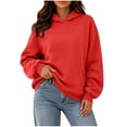 thumbnail image 2 of Diufon Fall Hoodies for Women Long Sleeve Fleece Thermal Oversized Sweatshirt with Front Pocket Winter Basic Loose Pullover, 2 of 8