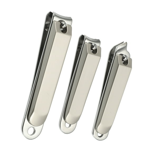 Vocoste 3 Pcs Nail Clippers Set for Nail Care Portable Stainless Steel Silver Tone Titanium Tone
