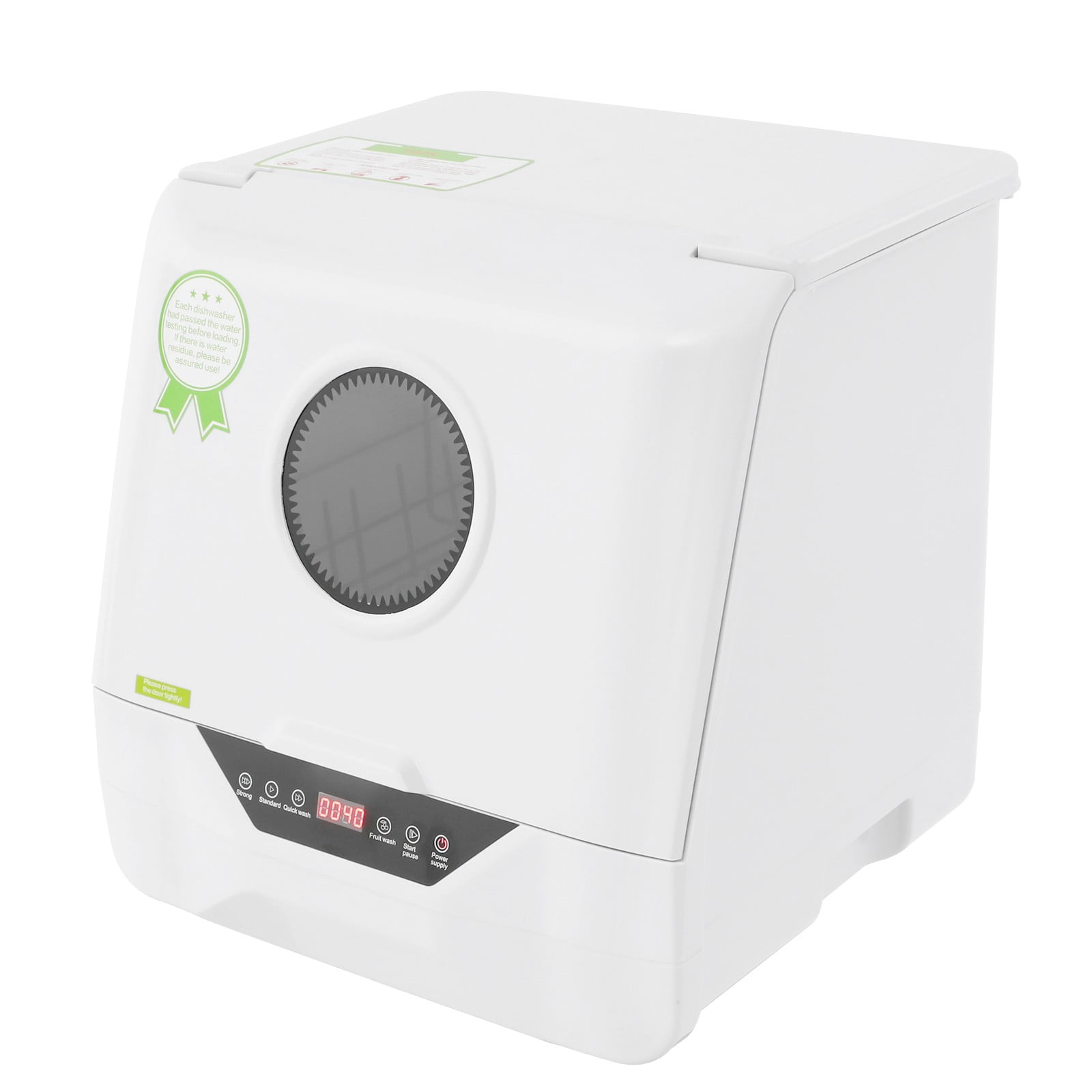 Portable Countertop Dishwasher LED 4 Washing Programs 110V Mini Dishwasher Corded Electric 6L Built-in Water Tank Inlet Hose for Apartments for 2-5 People White Color
