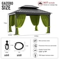 thumbnail image 2 of Pakunoda 11' X 6.5' Gazebo Universal Replacement Privacy 4-Panel Curtains, Waterproof Outdoor Curtains Grass Green Sidewall with Zipper for Patio Garden Backyard 10' X 12' Gazebo, Curtain Only, 2 of 8