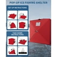 thumbnail image 6 of Ladcaser Pop-up Ice Fishing Tent for 3-4 Persons Insulated Portable Ice Fishing Shelter w/ Zippered Door, Wind Rope & Anchors, 70.8"x70.8"x77.74" Red, 6 of 8