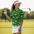 thumbnail image 4 of Uorisanigo Lucky Clover Womens Quick Dry Athletic Polo Shirts Comfortable Polyester Spandex Fabric Women's 3/4 Sleeve Golf Top with Zipper Relaxed Casual Tennis Tops Size M, 4 of 7