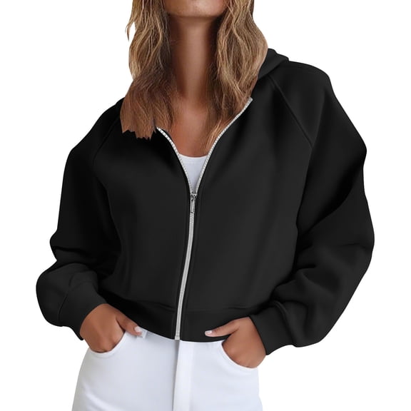 Guieoi Hoodies for Women Plus Size on Women's Zippered Hooded Sweatshirt Clothing Casual Drawstring Sweater with Pocket Tops