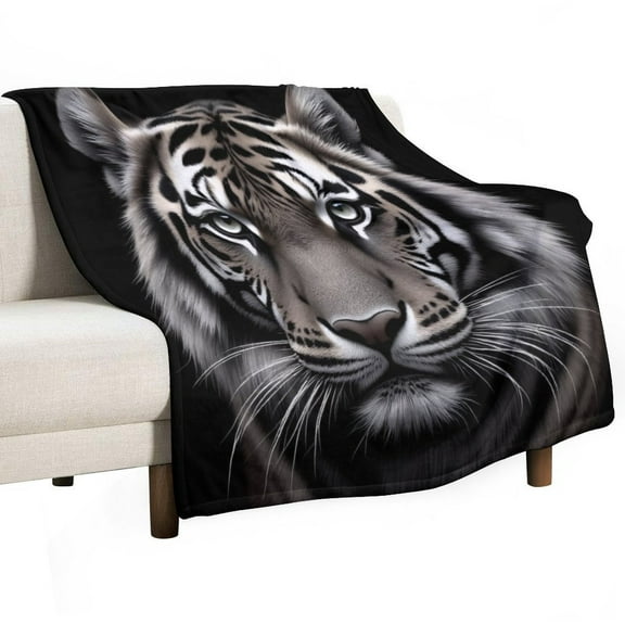 Black And White Tiger Portrait Blankets Bedroom Living Room Sofa Throw Blankets for Beds