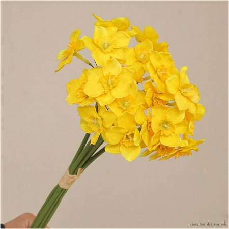 

6Pcs/Bunch Artificial Plant Wreath Narcissus Daffodil Fake Flowers Bouquet Hot
